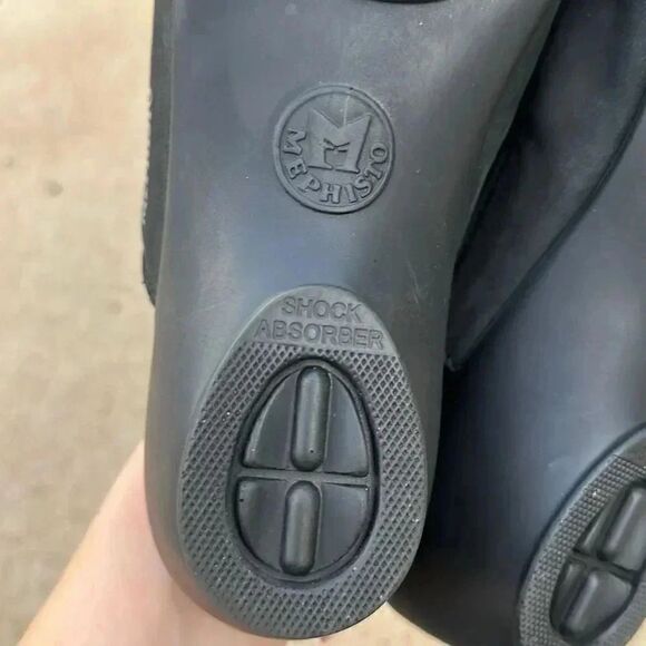 Mephisto Nubuck Leather Peep Toe Slide Wedge Shoes - Picture 12 of 14